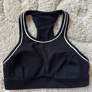 Lululemon Black Racer back Sports Bra with White Trim, Size 6